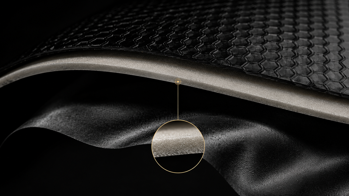 Close-up van de dunne flexibele comfortlaag